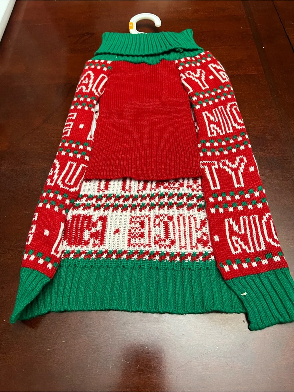 fabdog Naughty or Nice Red & Green Holiday Dog Sweater, Medium